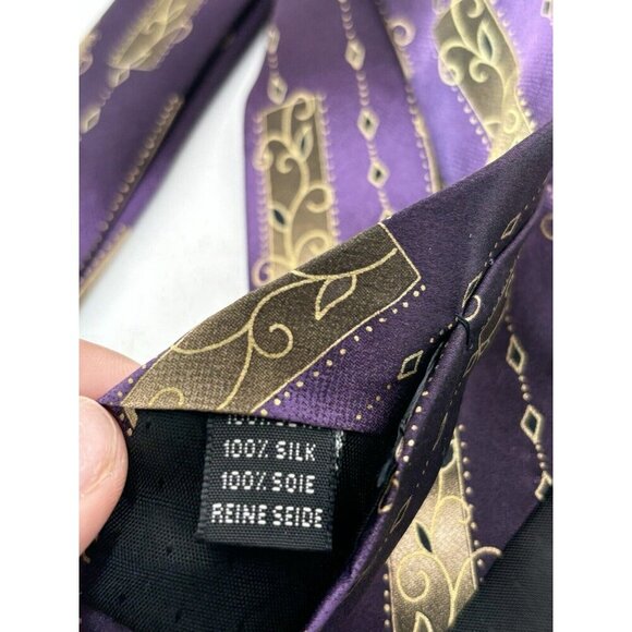 VTG ASSORTED LOT OF 3 - Purple Silk Ties Made in Italy - Abstract Retro Patterns - Picture 13 of 13